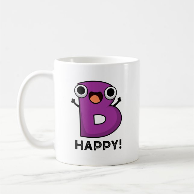 Caneca De Café B Feliz Alphabet Pun Engraçado (Esquerda)