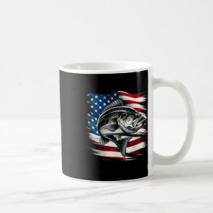 Caneca De Café B Peixe Bandeira Dos EUA Pescador 4 De Julho Pesca