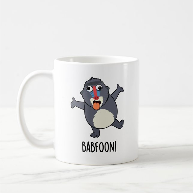 Caneca De Café Bab-foon Funny Baffoon Baboon Pun (Esquerda)