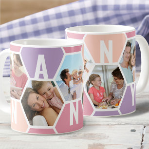 Caneca De Café Babá 5 Foto Editável 5 Letras Favo de Mel