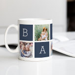 Caneca De Café Baba | Avô 5 Colagem de Fotografias<br><div class="desc">Crie um doce manejo para um querido avô este Dia de os pais ou Dia dos Avós com este simples design que apresenta cinco das suas fotografias favoritas do quadrado ou do Instagram, organizadas num esquema de colagem com quadrados alternados em azul de ardósia escura, soletrando "Baba" com uma mensagem...</div>