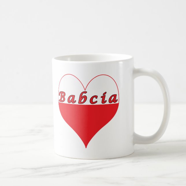 Caneca De Café Babcia Polonês Heart (Direita)