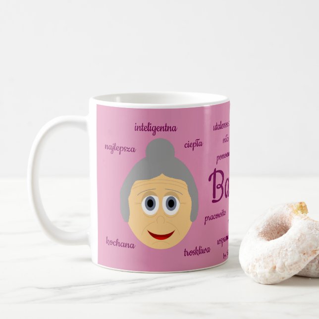 Caneca De Café Babcia - rosa (Com Donut)