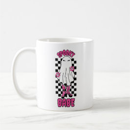 Caneca De Café "Babe Louco" Mulher Fantasma de Halloween - Rosa R