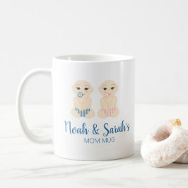 Caneca De Café Babies Twins Boy and Girl for Mother