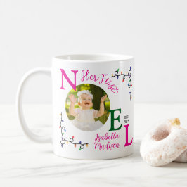 Caneca De Café Baby Girl First Christmas Pink First Noel Photo