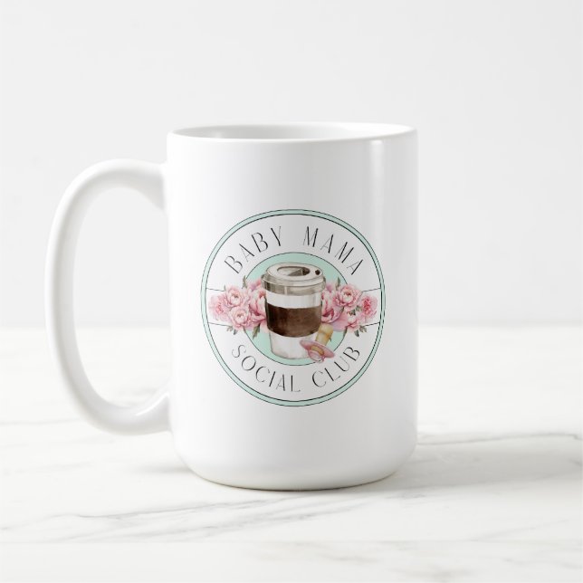 Caneca De Café Baby Mama Social Club Aqua e Pink (Esquerda)
