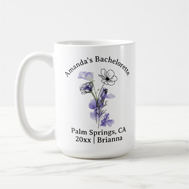 Caneca De Café Bachelorette Birth Mês Flor Violet (Esquerda)