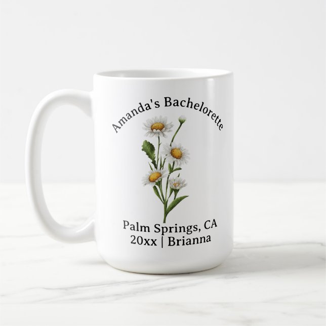 Caneca De Café Bachelorette Birth Month Flower April Daisy (Esquerda)