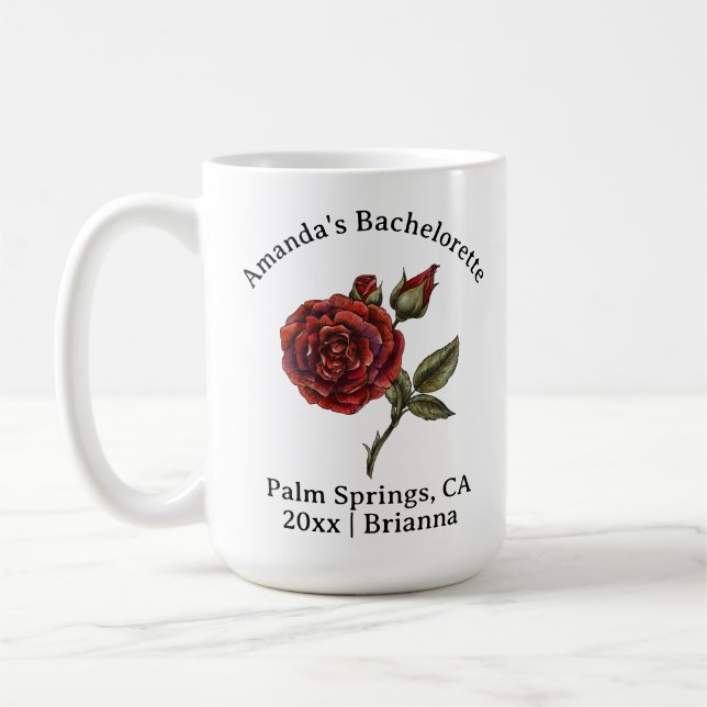 Caneca De Café Bachelorette Birth Month Flower June Rosa (Esquerda)