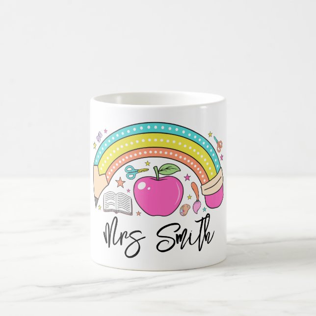 Caneca De Café back School Rainbow Teacher Life (Centro)