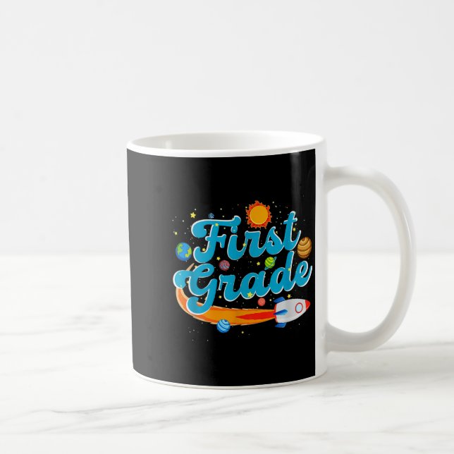 Caneca De Café Back to school outer space teacher first grade (Direita)