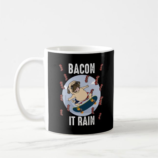Caneca De Café Bacon Chuva Engraçada Pug Skateboard Lover (Esquerda)