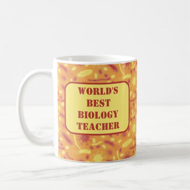 Caneca De Café Bactéria Brilhante Microorganismo laranja (Esquerda)