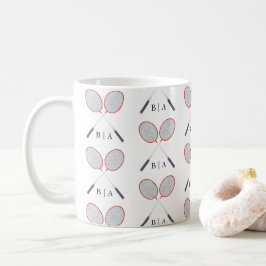 Caneca De Café Badminton do Monograma Personalizado