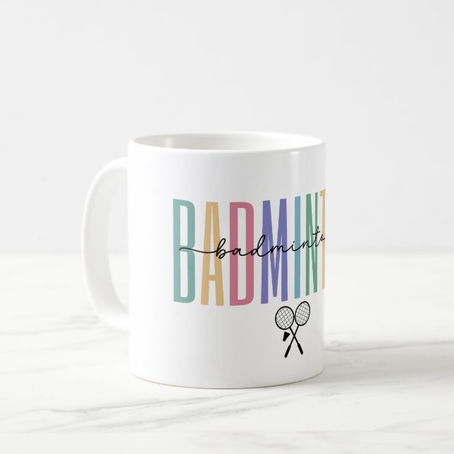 Caneca De Café Badminton Esportivo & Elegante (Frente Esquerda)