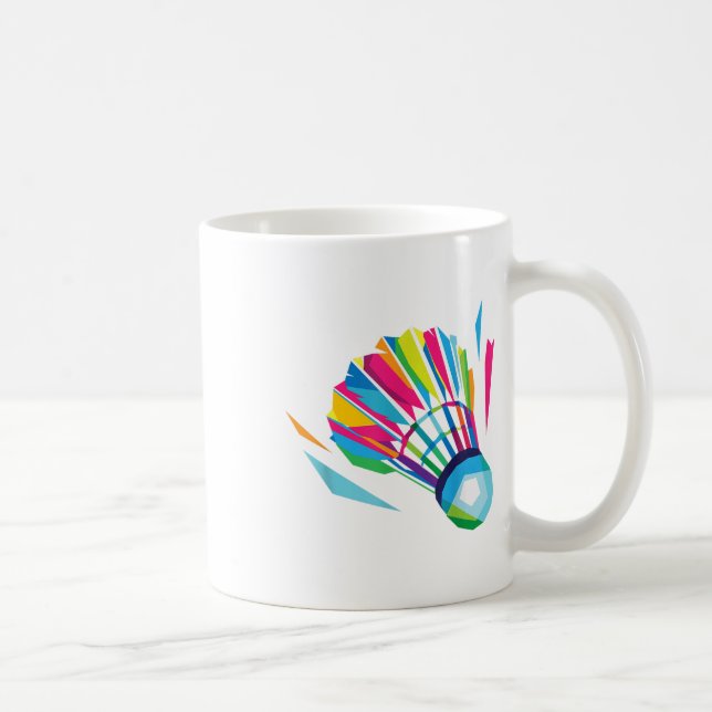 Caneca De Café Badminton Shuttle Racquet Sport Badminton Pop Art  (Direita)