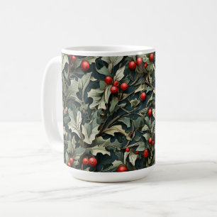 Caneca De Café baga botânica de azevinho inglês vintage