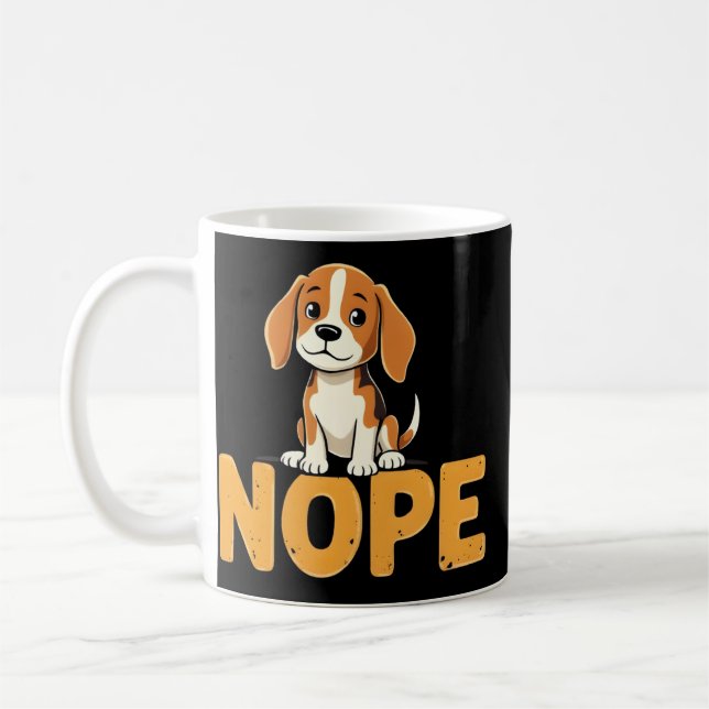 Caneca De Café Bagle Bonito Nope Engraçado Design De Cachorro Pre (Esquerda)