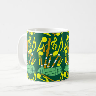 Caneca De Café Bagpipe Yellow Music Notes
