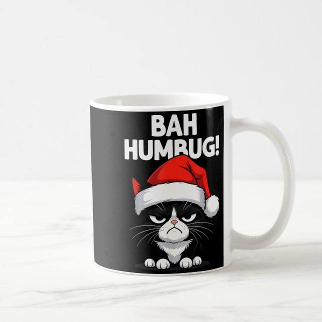 Caneca De Café Bah Humbug Funny Bad Cat Christmas Hater Cat Lover (Direita)
