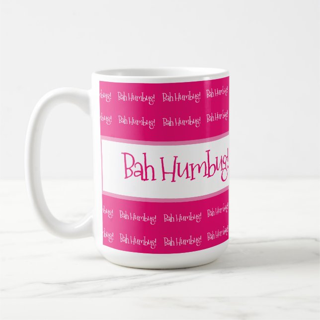 Caneca De Café Bah humbug rosa Natal (Esquerda)