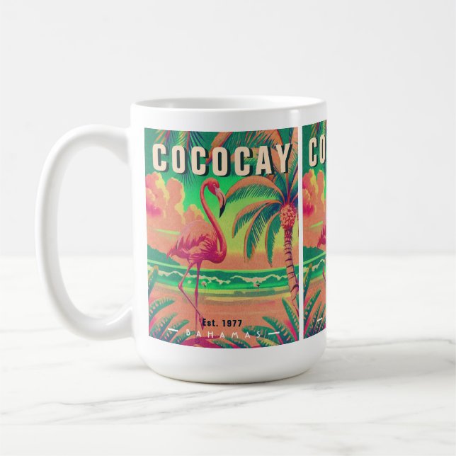 Caneca De Café Bahamas CocoCay Retro Flamingo Souvenir 1950 (Esquerda)