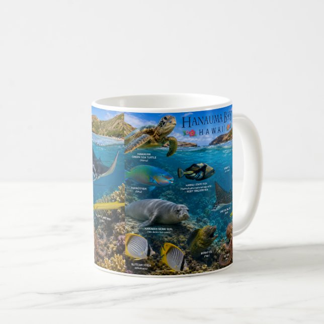 Caneca De Café Baía de Hanauma no Havaí (Frente Esquerda)