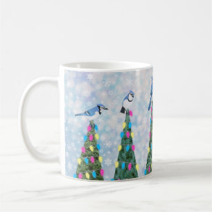 Caneca De Café baías azuis e árvores de Natal