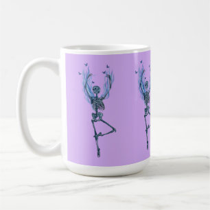 Caneca De Café Bailarina de Chamas Azuis Esqueleto Arte Roxa