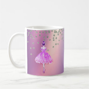 Caneca De Café Bailarina de Diamantes Brilhantes e Elegantes