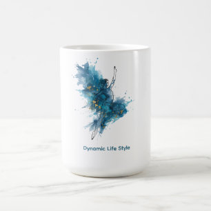 Caneca De Café Bailarina Elegante em Aquarela & Café Zen Folha de
