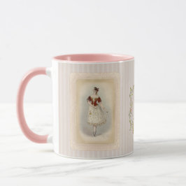 Caneca de Café Bailarina Vintage em Vermelho Suave