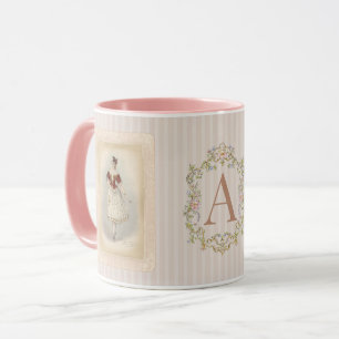 Caneca de Café Bailarina Vintage em Vermelho Suave