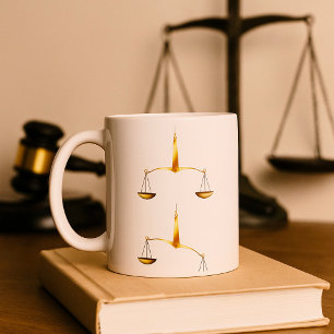 Caneca De Café Balança Dourada da Justiça Equilibrada vs Desbalan