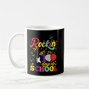Caneca De Café Balançando 100 Dias de Escola Aluno de Guitarra Mú