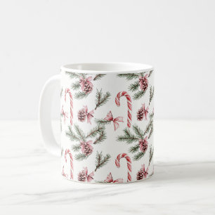 Caneca De Café Balanças de Doces Vermelho Branco Pinhas de Natal