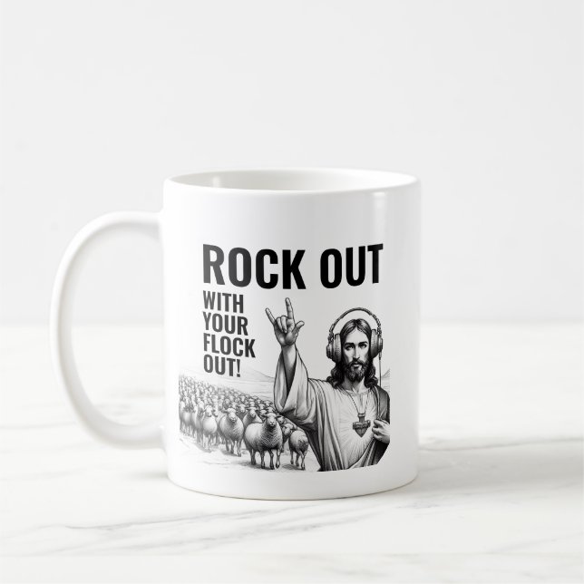 Caneca De Café Balance-se com seu Rebanho Fora! - Piada de Jesus  (Esquerda)
