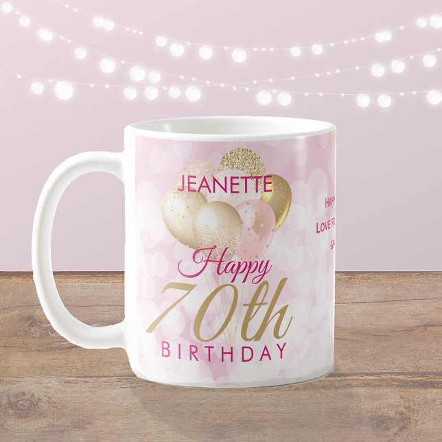 Caneca De Café Balão de Aniversário 70 Glamoroso (Criador carregado)