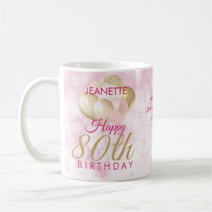 Caneca De Café Balão de Aniversário 80 Glamoroso