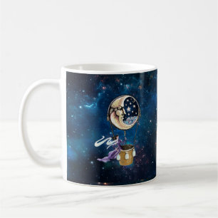 Caneca De Café Balão de ar quente de noite magia da Lua
