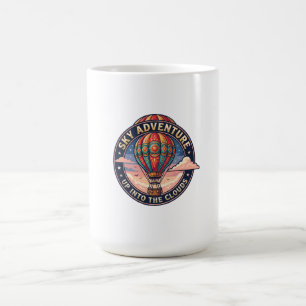 Caneca De Café Balão de ar quente voando no céu