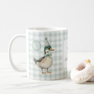 Caneca De Café Balão de Pato Verde-Mallard Retro Sage