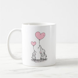 Caneca De Café Balão do coração do elefante e das mamães do bebê