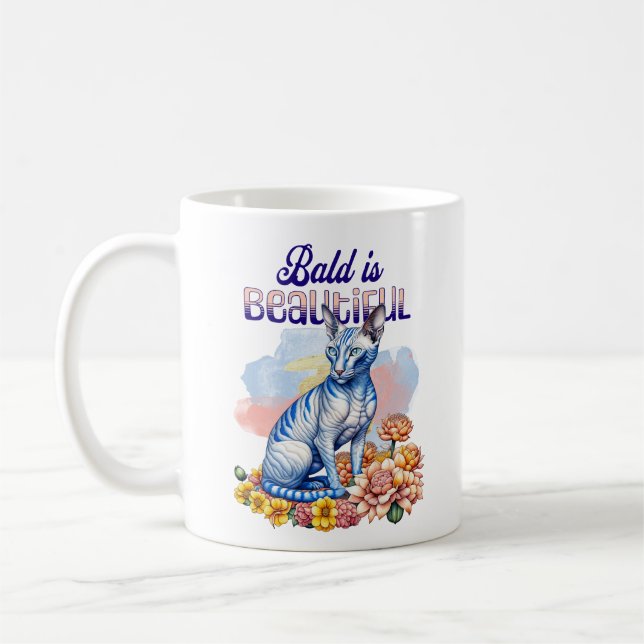 Caneca De Café Bald é Bonito | Gato sem pelo (Esquerda)