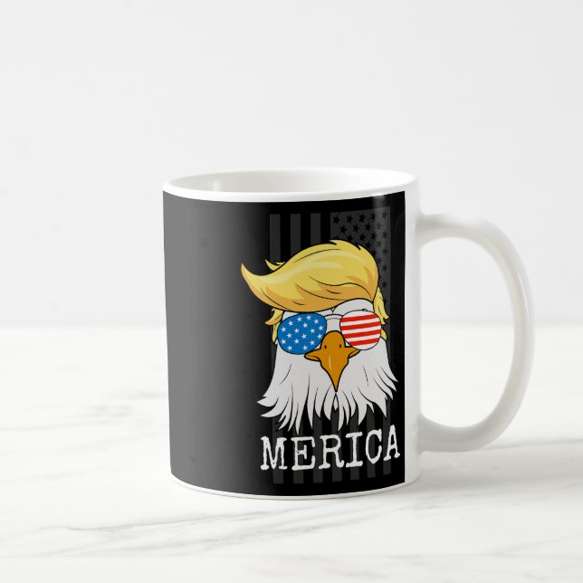 Caneca De Café Bald Eagle 4 De Julho Trump American Flag Funny G (Direita)