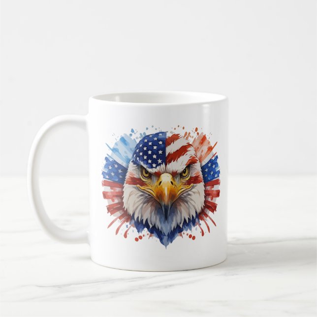 Caneca De Café Bald Eagle American Flag (Esquerda)