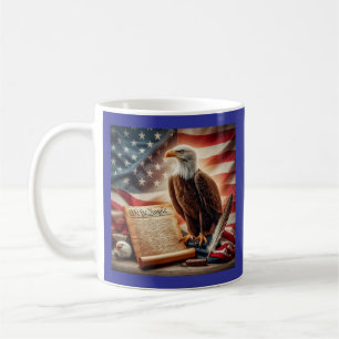 Caneca De Café Bald Eagle, bandeira dos Estados Unidos e Constitu