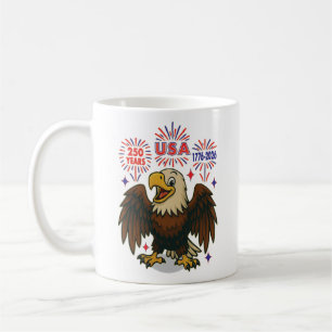 Caneca De Café Bald Eagle com Fireworks - EUA 250 Anos 1776-2026