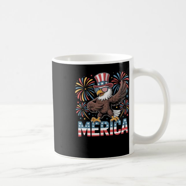 Caneca De Café Bald Eagle Dancing "merica Tee Funny Patriotic Usa (Direita)